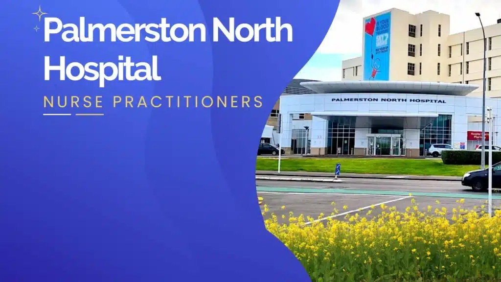 Palmerston North Hospital entrance with a large sign promoting blood pressure check